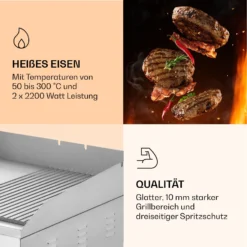 Grillmeile 4400 Elektrogrill Plancha 2x2200W Grillplatte Edelstahl 4 Grillmeile 4400 Elektrogrill Plancha 2x2200W Grillplatte Edelstahl -Klarstein Verkaufs 10039915 de 0005 logo