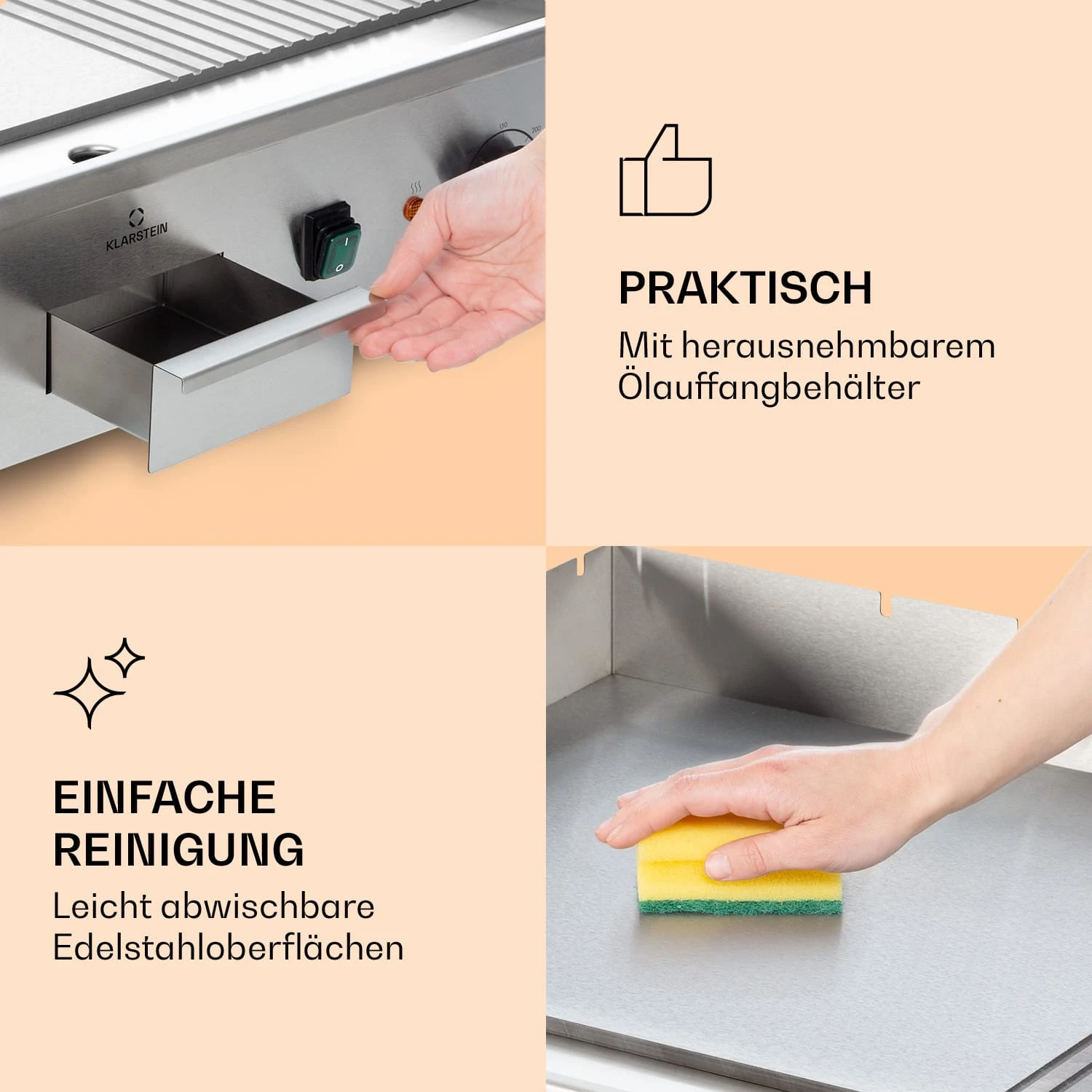Grillmeile 4400 Elektrogrill Plancha 2x2200W Grillplatte Edelstahl Grillmeile 4400 Elektrogrill Plancha 2x2200W Grillplatte Edelstahl -Klarstein Verkaufs 10039915 de 0007 logo