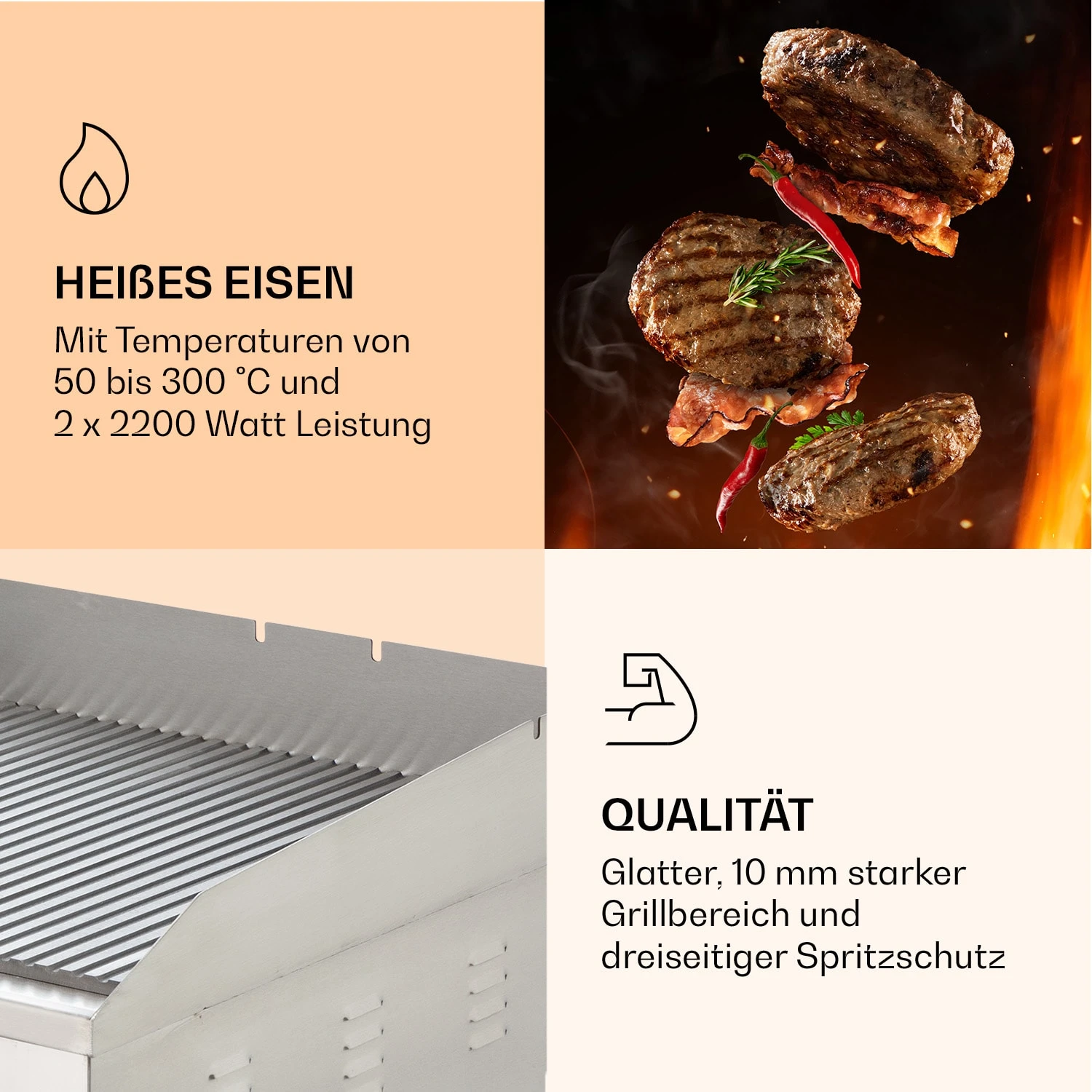 Grillmeile 4400 Elektrogrill Plancha 2x2200W Grillplatte Edelstahl Grillmeile 4400 Elektrogrill Plancha 2x2200W Grillplatte Edelstahl -Klarstein Verkaufs 10039916 de 0005 logo