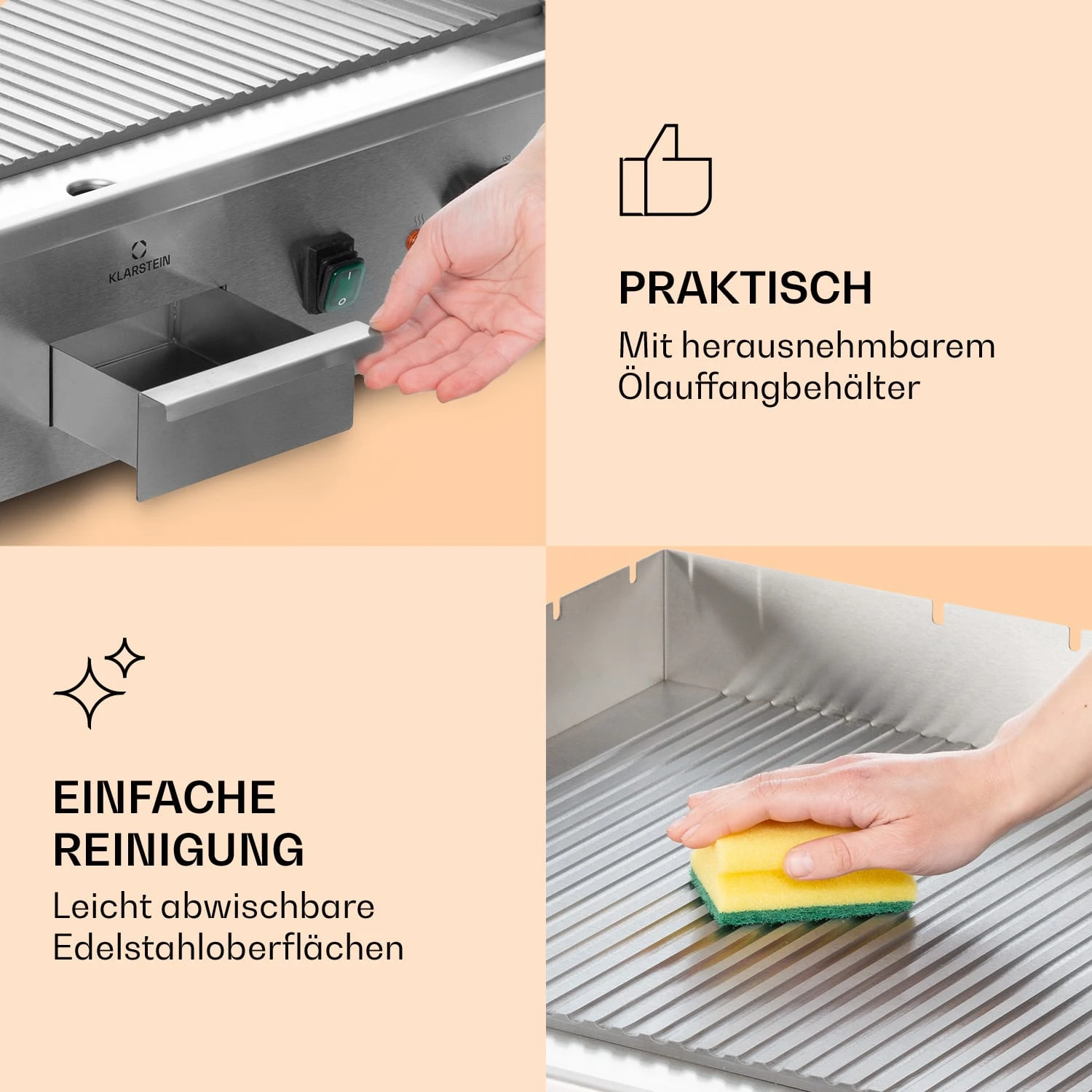 Grillmeile 4400 Elektrogrill Plancha 2x2200W Grillplatte Edelstahl Grillmeile 4400 Elektrogrill Plancha 2x2200W Grillplatte Edelstahl -Klarstein Verkaufs 10039916 de 0007 logo