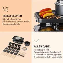 Entrecote 2-in-1 Raclette-Grill & Fondue Naturstein 1100W 8 Personen -Klarstein Verkaufs 10039922 de 0005 logo