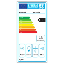 >Aurora Eco 60 Dunstabzugshaube 550 M³/h 60cm Kopffrei Ambientelicht EEC A+ -Klarstein Verkaufs 10039928 energy label