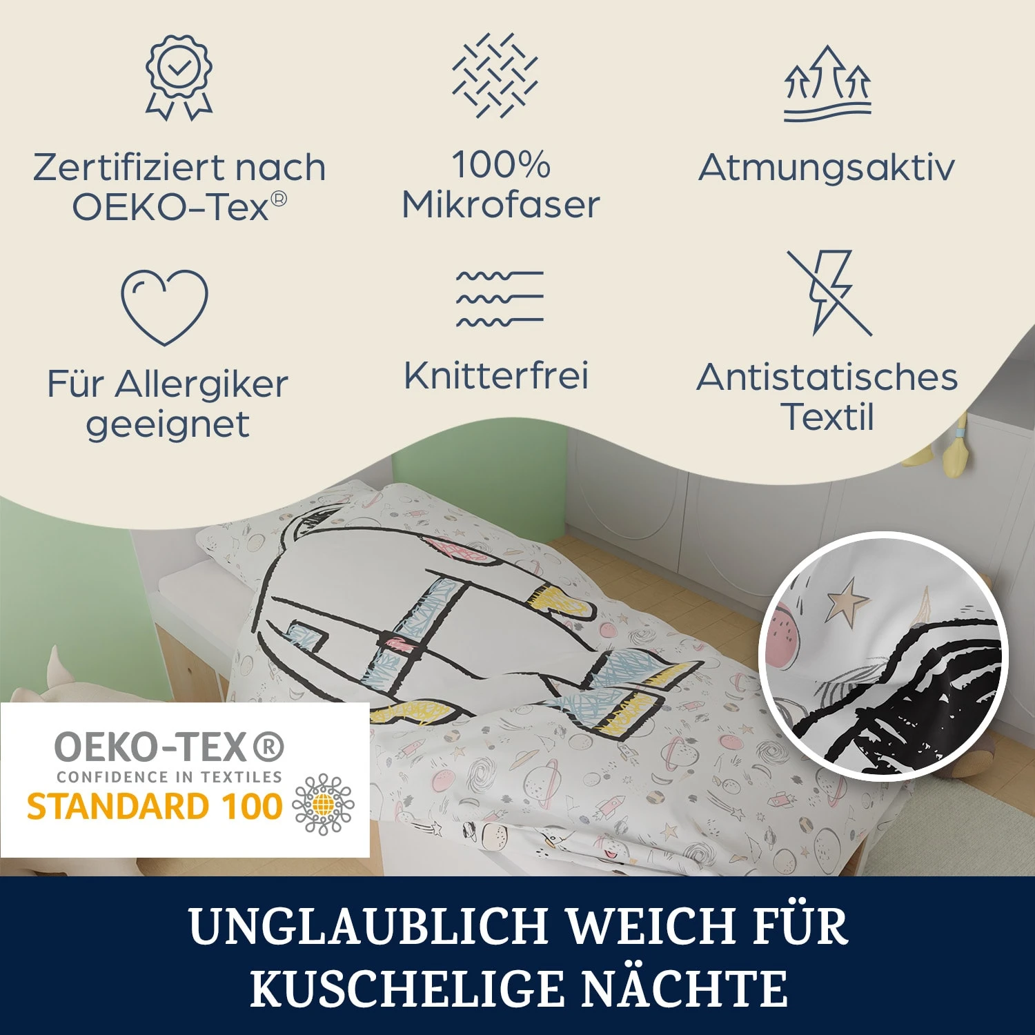 Soft Wonder Kids-Edition Bettwäsche 140 x 200 cm 65 x 65 cm atmungsaktiv Mikrofaser Soft Wonder Kids-Edition Bettwäsche 140 X 200 Cm 65 X 65 Cm Atmungsaktiv Mikrofaser -Klarstein Verkaufs 10039998 de 0002 logo