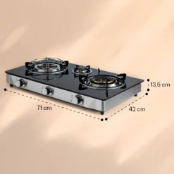 Barzona 3 Campingkocher 3 Brenner 3,4 / 0,75 / 4,3 KW Glas Edelstahl -Klarstein Verkaufs 10040046 yy 0011 dimensions