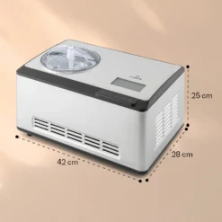 Dolce Bacio Smart Eiscremebereiter Yogurtmaker Kompressor 2 Liter WiFi Touch Edelstahl -Klarstein Verkaufs 10040048 yy 0008 dimensions