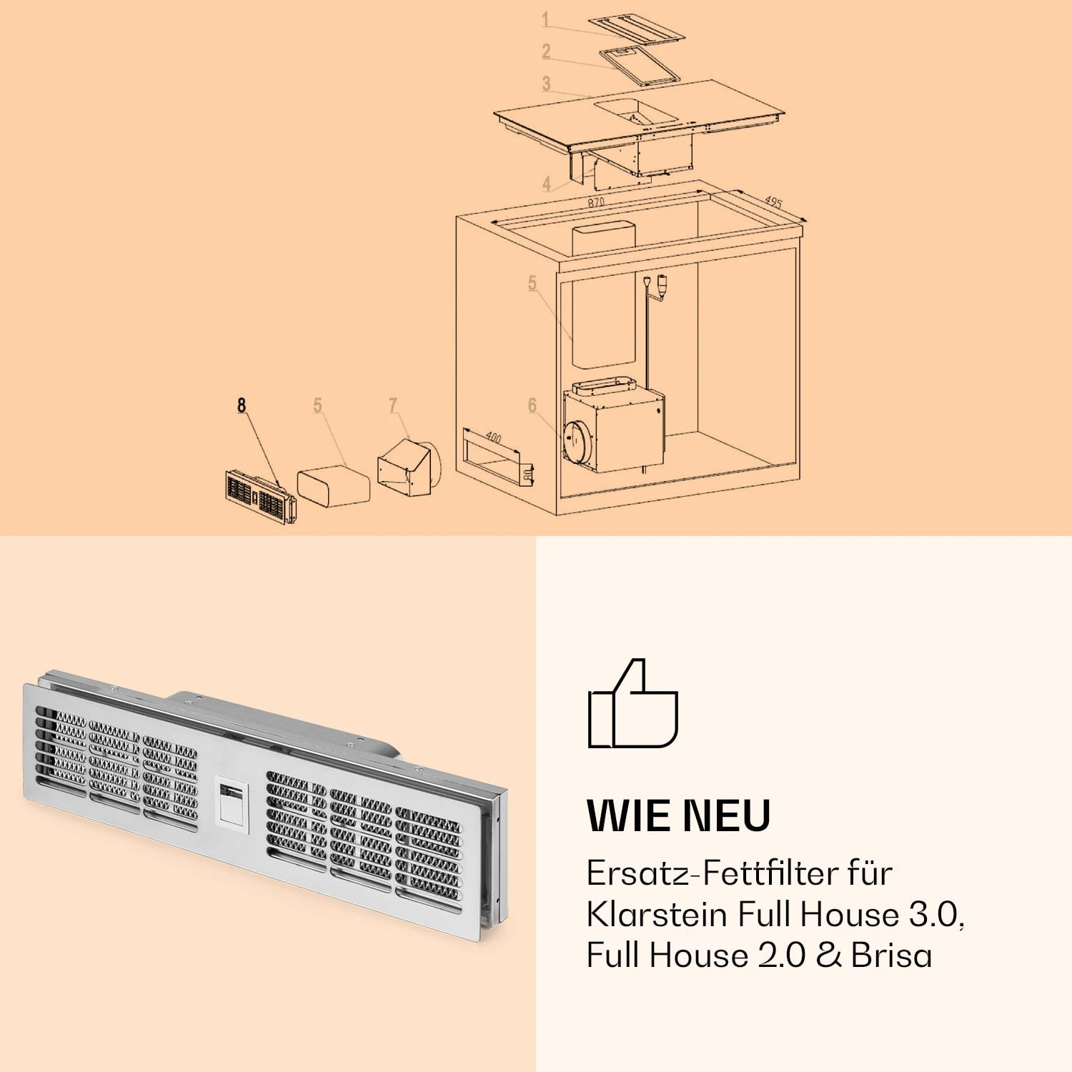 Fettfilter für Dunstabzugshaube Full House 3.0, Full House 2.0 & Brisa Fettfilter Für Dunstabzugshaube Full House 3.0, Full House 2.0 & Brisa -Klarstein Verkaufs 10040068 de 0002 logo