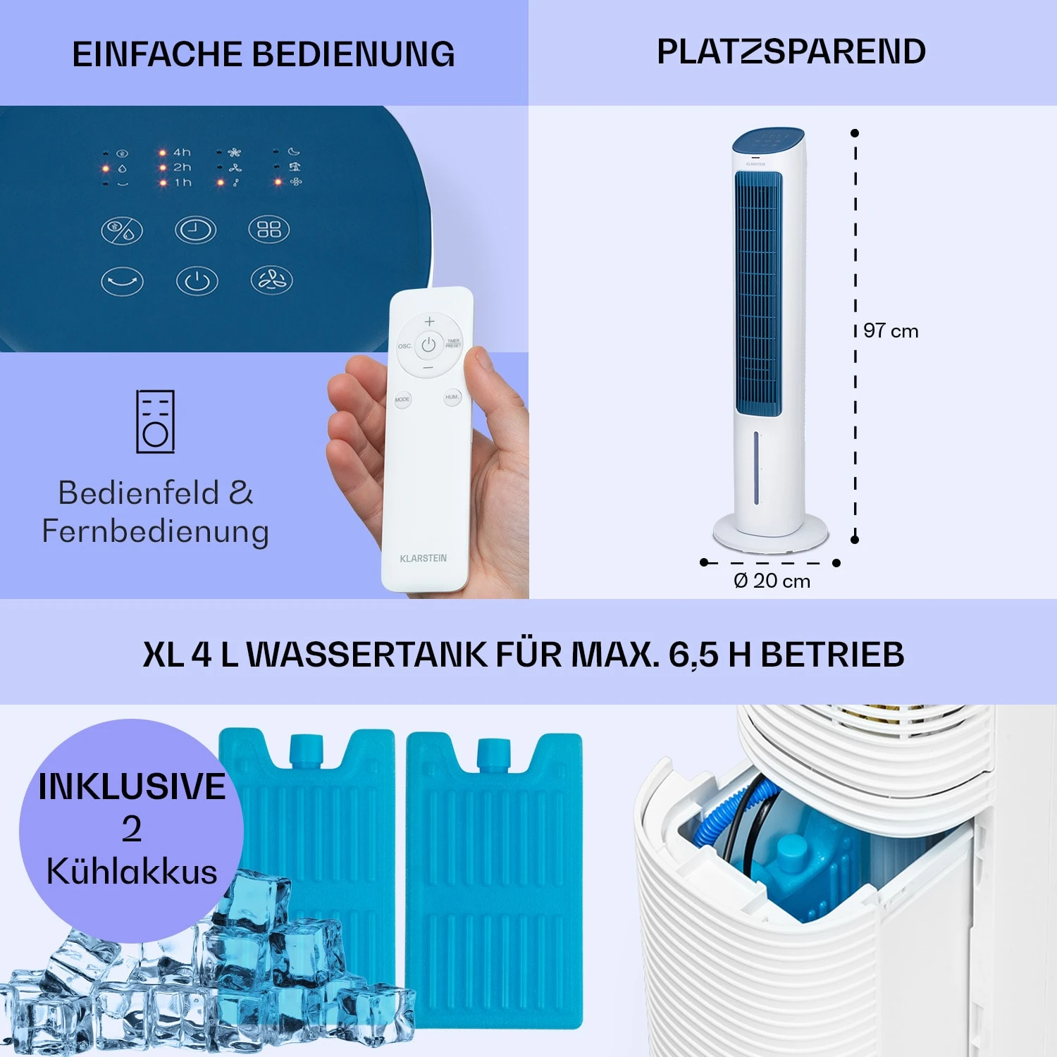 Mistral 5-in-1 Luftkühler Ventilator Ionisator 360 m³/h Fernbedienung Mistral 5-in-1 Luftkühler Ventilator Ionisator 360 M³/h Fernbedienung -Klarstein Verkaufs 10040150 de 0006 logo