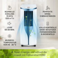 New Breeze 7 Mobile Klimaanlage 7000BTU 2,1kW Bis 34m² EEC A Mobil Fernbedienung -Klarstein Verkaufs 10040153 de 0003 usp