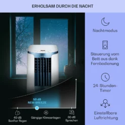 New Breeze 7 Mobile Klimaanlage 7000BTU 2,1kW Bis 34m² EEC A Mobil Fernbedienung -Klarstein Verkaufs 10040153 de 0004 usp
