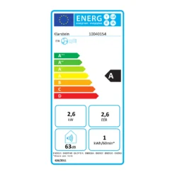 New Breeze 9 Mobile Klimaanlage 4-in-1 9.000 BTU / 2,6 KW EEK A Bodenrollen Timer -Klarstein Verkaufs 10040154 energy label