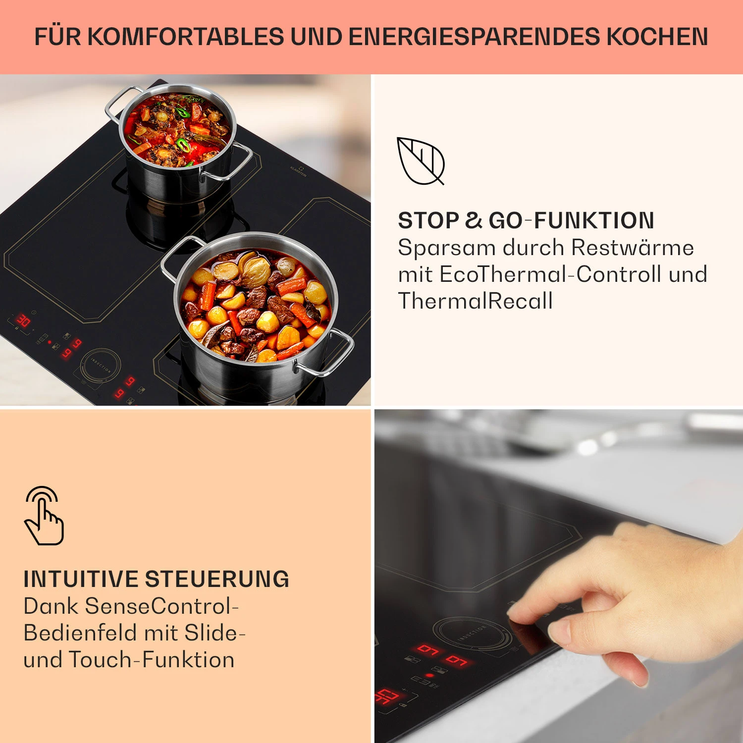 Victoria 4 Flex Induktionskochfeld Einbau 7000W 2 Flexzonen Timer Victoria 4 Flex Induktionskochfeld Einbau 7000W 2 Flexzonen Timer -Klarstein Verkaufs 10040201 de 0004 usp