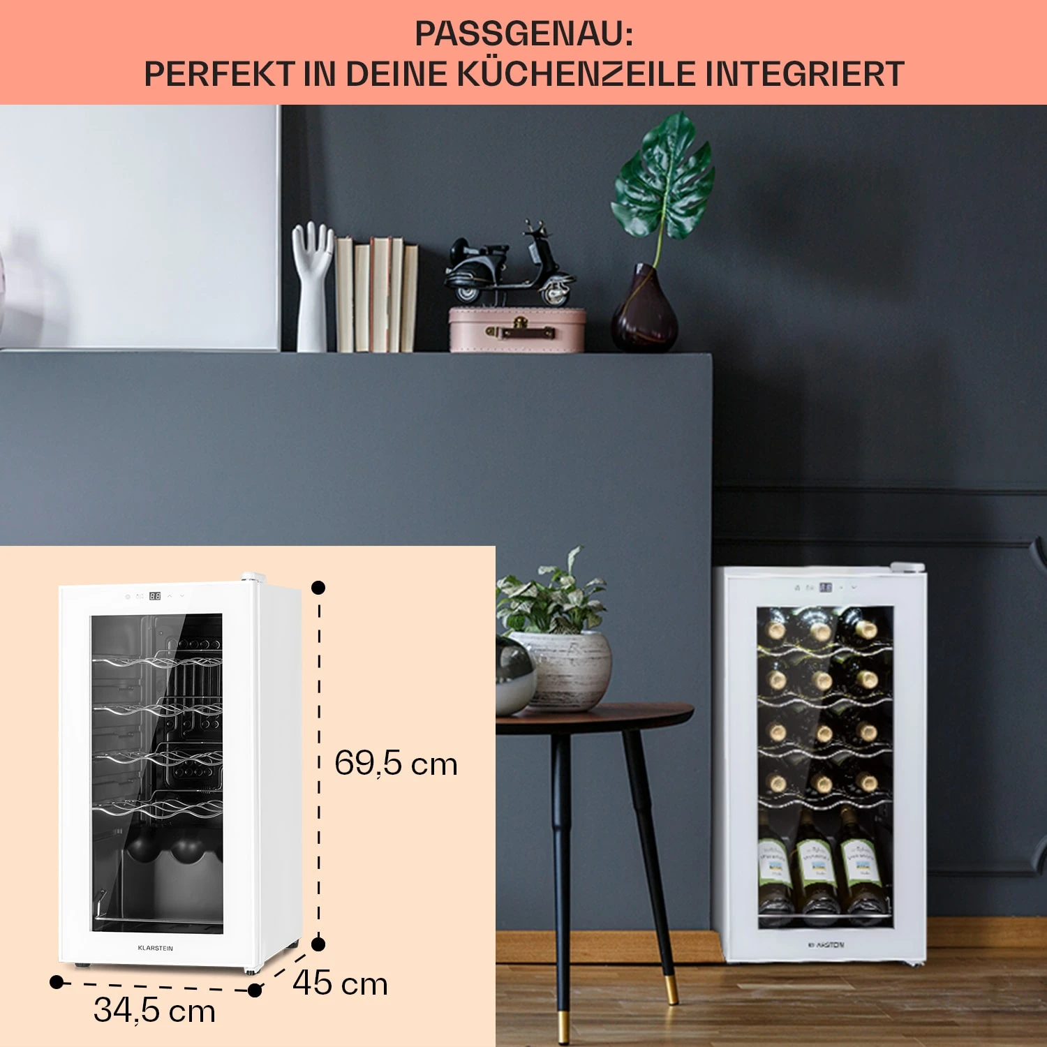 Shiraz 15 Slim Uno Weinkühlschrank 44l Touch-Bedienfeld 5-18°C Shiraz 15 Slim Uno Weinkühlschrank 44l Touch-Bedienfeld 5-18°C -Klarstein Verkaufs 10040214 de 0006 usp