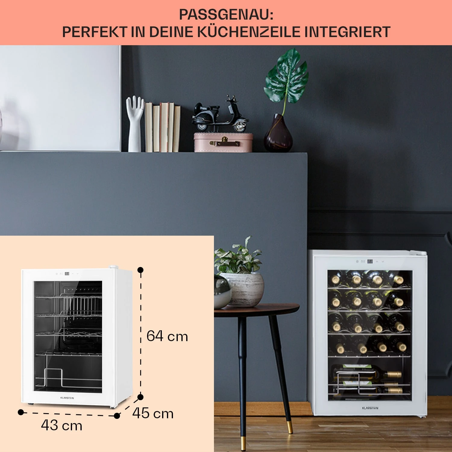 Shiraz 20 Uno Weinkühlschrank 53l 20Fl Touch-Bedienfeld 5-18°C Shiraz 20 Uno Weinkühlschrank 53l 20Fl Touch-Bedienfeld 5-18°C -Klarstein Verkaufs 10040216 de 0006 usp