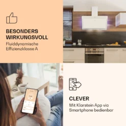 Aurora 90 Smart Dunstabzugshaube 550 M³/h 90cm Kopffrei Ambiente-Licht EEC A++ -Klarstein Verkaufs 10040237 de 0003 logo