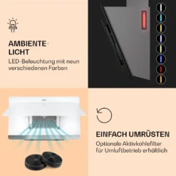 Aurora 90 Smart Dunstabzugshaube 550 M³/h 90cm Kopffrei Ambiente-Licht EEC A++ -Klarstein Verkaufs 10040237 de 0005 logo