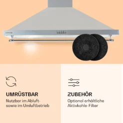 Montblanc 90 Dunstabzugshaube 610m³/h 165W 2x1,5W LED Reling 4 Montblanc 90 Dunstabzugshaube 610m³/h 165W 2x1,5W LED Reling -Klarstein Verkaufs 10040268 de 0005 logo