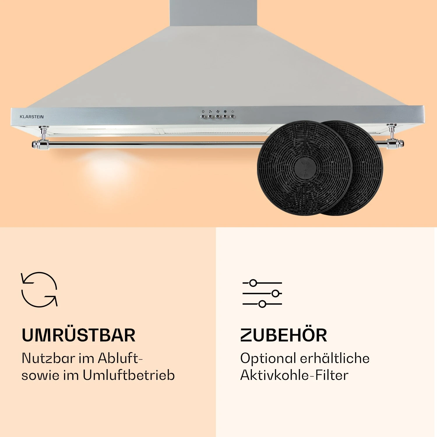 Montblanc 90 Dunstabzugshaube 610m³/h 165W 2x1,5W LED Reling Montblanc 90 Dunstabzugshaube 610m³/h 165W 2x1,5W LED Reling -Klarstein Verkaufs 10040268 de 0005 logo