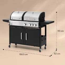 Kingsville 3.1 Kombigrill Gas + Kohle 10,9 KW 3+1 Brenner -Klarstein Verkaufs 10040270 yy 0008 dimensions