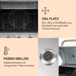 Lucifer 3 Gasgrill 3 X 3,6 KW Brenner 60x45cm Grill Edelstahl Mobil -Klarstein Verkaufs 10040280 de 0004 logo