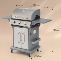 Lucifer 3 Gasgrill 3 X 3,6 KW Brenner 60x45cm Grill Edelstahl Mobil -Klarstein Verkaufs 10040280 yy 0008 dimensions