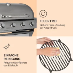 Lucifer 4 Gasgrill 4 X 3,6 KW Brenner 69x45cm Grill Edelstahl Mobil -Klarstein Verkaufs 10040281 de 0007 logo