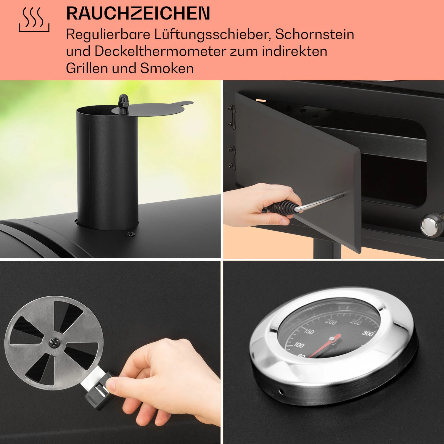 Aberdeen Kombi-Grill Gas Kohle Smoker Thermometer 2 Seitentische mobil Aberdeen Kombi-Grill Gas Kohle Smoker Thermometer 2 Seitentische Mobil -Klarstein Verkaufs 10040294 de 0005 usp