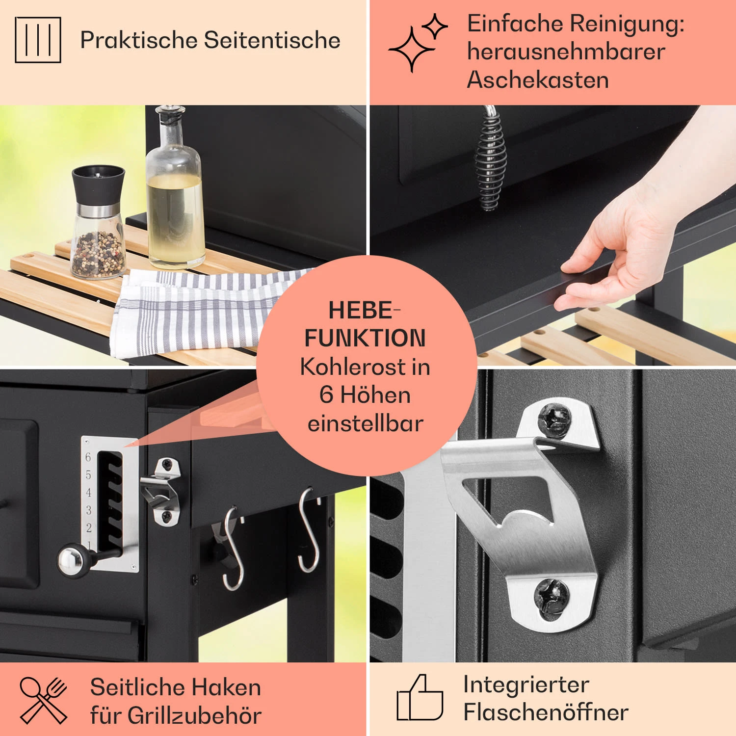 Aberdeen Kombi-Grill Gas Kohle Smoker Thermometer 2 Seitentische mobil Aberdeen Kombi-Grill Gas Kohle Smoker Thermometer 2 Seitentische Mobil -Klarstein Verkaufs 10040294 de 0006 usp