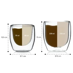 Glaswerk Mirano Doppelwandige Thermogläser Set Handgemacht Borosilikatglas -Klarstein Verkaufs 10040321 yy 0007 dimensions