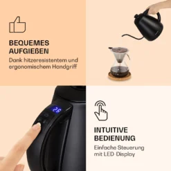 Garcon Wasserkocher 1L 2000W Warmhaltefunktion Schwanenhals Edelstahl -Klarstein Verkaufs 10040347 de 0005 logo