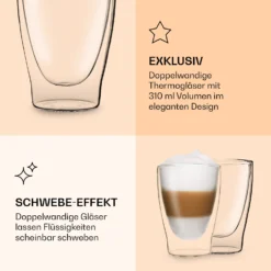 DUOS Doppelwandiges Glas | Thermoglas | 310 Ml | Trinkglas | Espressoglas, Teeglas, Shotglas | Für Heiße Und Kalte Getränke | Borosilikatglas| Hitze- Und Kältebeständig | Handgemacht | Spülmaschinenfest | Schwebe-Effekt -Klarstein Verkaufs 10040372 de 0006 logo