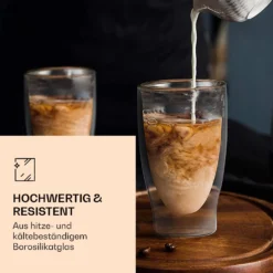 DUOS Doppelwandiges Glas | Thermoglas | 80, 200, 310, 400 Ml | Trinkglas | Espressoglas, Teeglas, Shotglas | Für Heiße Und Kalte Getränke | Borosilikatglas| Hitze- Und Kältebeständig | Handgemacht | Spülmaschinenfest | Schwebe-Effekt -Klarstein Verkaufs 10040377 de 0003 logo