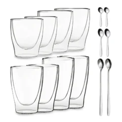 DUOS Doppelwandiges Glas 80, 200, 310, 400 Ml Thermofunktion Inkl. Edelstahl-Löffel