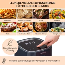 Crisp-Pro Heißluftfritteuse Air Fryer 1400W 2,8 Ltr Timer Edelstahl -Klarstein Verkaufs 10040698 de 0003 usp