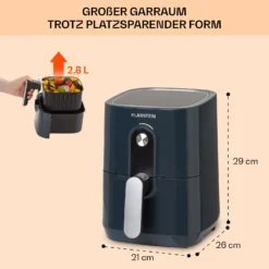 Crisp-Pro Heißluftfritteuse Air Fryer 1400W 2,8 Ltr Timer Edelstahl -Klarstein Verkaufs 10040698 de 0006 usp