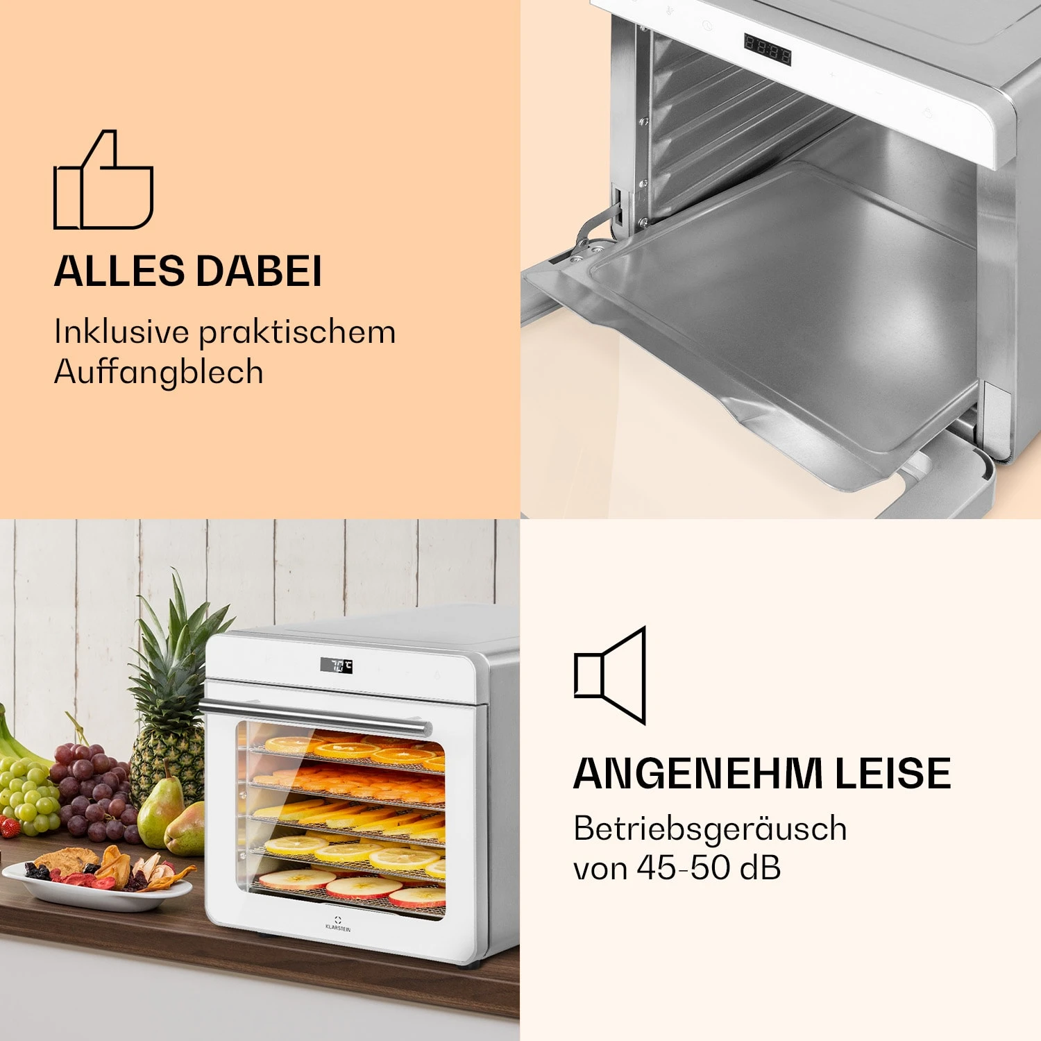 Shaftesbury Dörrautomat 700W Timer-Funktion 35-85°C digitales Touch-Display Shaftesbury Dörrautomat 700W Timer-Funktion 35-85°C Digitales Touch-Display -Klarstein Verkaufs 10040728 de 0006 logo