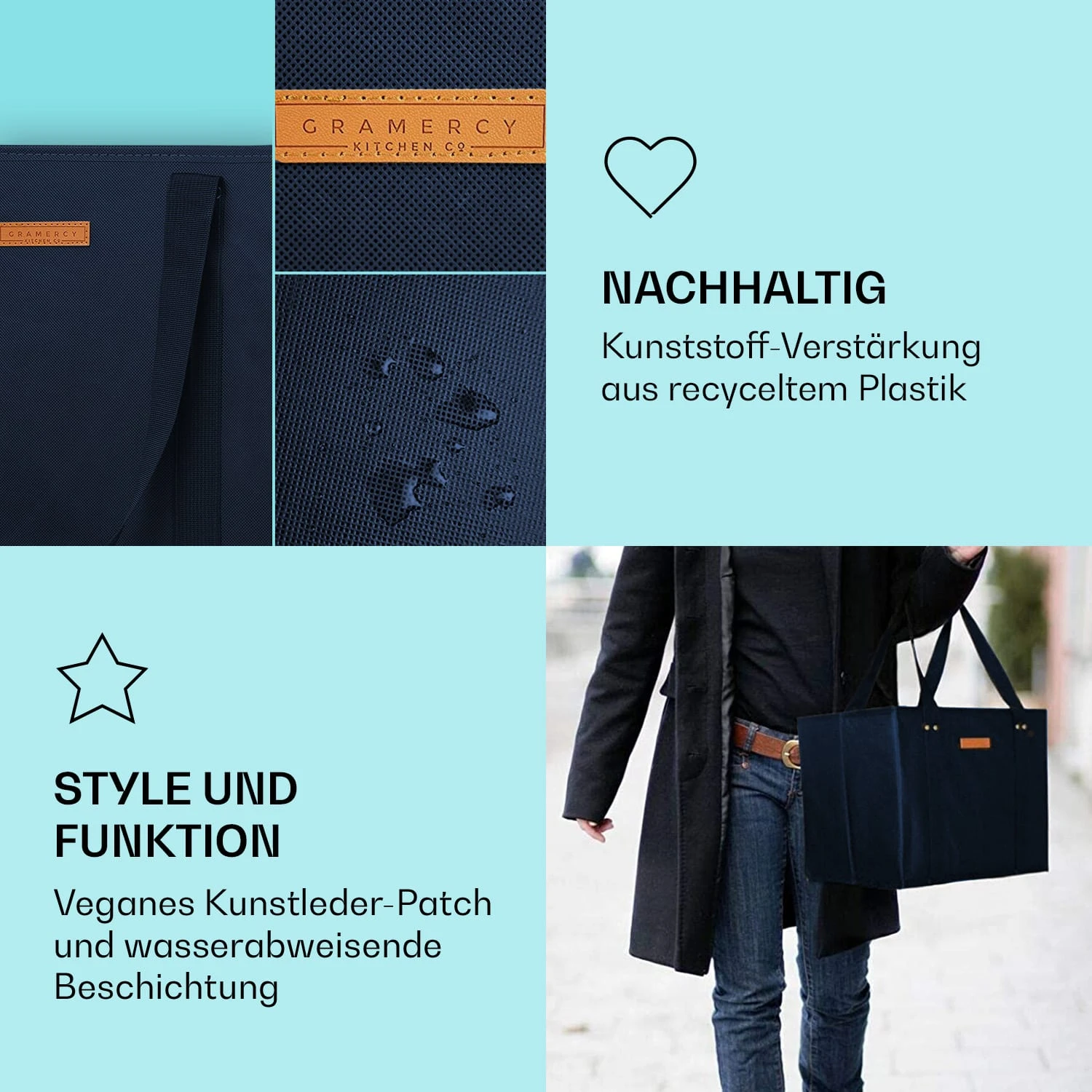 Einkaufstasche 3er Set wiederverwendbar waschbar faltbar verstärkt Einkaufstasche 3er Set Wiederverwendbar Waschbar Faltbar Verstärkt -Klarstein Verkaufs 10040847 de 0003 logo