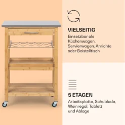 Vermont Servierwagen Küchenwagen 5 Etagen Holz Edelstahl Mobil -Klarstein Verkaufs 10041119 de 0004 logo