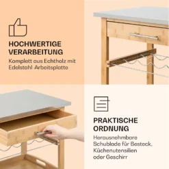 Vermont Servierwagen Küchenwagen 5 Etagen Holz Edelstahl Mobil -Klarstein Verkaufs 10041119 de 0005 logo