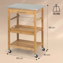 Vermont Servierwagen Küchenwagen 5 Etagen Holz Edelstahl Mobil -Klarstein Verkaufs 10041119 yy 0007 dimensions
