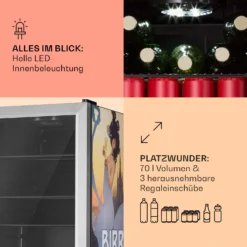 Beersafe 70 Birra Milano Edition Kühlschrank 70 Liter 3 Böden Panoramaglastür Edelstahl 4 Beersafe 70 Birra Milano Edition Kühlschrank 70 Liter 3 Böden Panoramaglastür Edelstahl -Klarstein Verkaufs 10041179 de 0005 usp