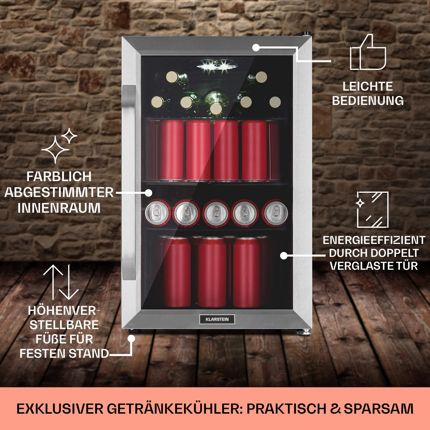 Beersafe 70 Birra Milano Edition Kühlschrank 70 Liter 3 Böden Panoramaglastür Edelstahl Beersafe 70 Birra Milano Edition Kühlschrank 70 Liter 3 Böden Panoramaglastür Edelstahl -Klarstein Verkaufs 10041179 de 0006 usp