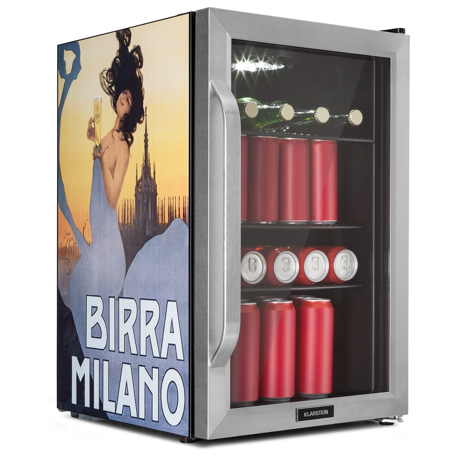 Beersafe 70 Birra Milano Edition Kühlschrank 70 Liter 3 Böden Panoramaglastür Edelstahl Beersafe 70 Birra Milano Edition Kühlschrank 70 Liter 3 Böden Panoramaglastür Edelstahl -Klarstein Verkaufs 10041179 yy 0001 titel