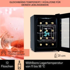 Barolo 12 Uno Weinkühlschrank 37 Ltr 12 Flaschen 11-18°C SingleZone -Klarstein Verkaufs 10041205 de 0003 usp