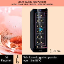 Barolo 14 Slim Uno Weinkühlschrank 46 Ltr 14 Flaschen 11-18°C SingleZone 2 Barolo 14 Slim Uno Weinkühlschrank 46 Ltr 14 Flaschen 11-18°C SingleZone -Klarstein Verkaufs 10041206 de 0003 usp