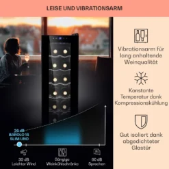 Barolo 14 Slim Uno Weinkühlschrank 46 Ltr 14 Flaschen 11-18°C SingleZone 3 Barolo 14 Slim Uno Weinkühlschrank 46 Ltr 14 Flaschen 11-18°C SingleZone -Klarstein Verkaufs 10041206 de 0004 usp