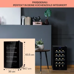 Barolo 15 Uno Weinkühlschrank 48 Ltr 15 Flaschen 11-18°C SingleZone -Klarstein Verkaufs 10041207 de 0006 usp