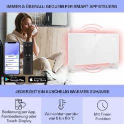 Bansin Crystal Smart Konvektions-Heizgerät 1500W 5 - 50 °C App-Steuerung -Klarstein Verkaufs 10041210 de 0003 usp