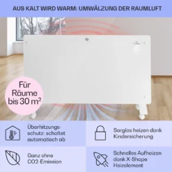Bansin Crystal Smart Konvektions-Heizgerät 1500W 5 - 50 °C App-Steuerung -Klarstein Verkaufs 10041210 de 0004 usp