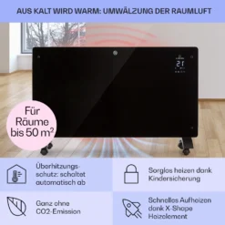 Bansin Crystal Smart Konvektions-Heizgerät 2500W 5 - 50 °C App-Steuerung -Klarstein Verkaufs 10041211 de 0004 usp
