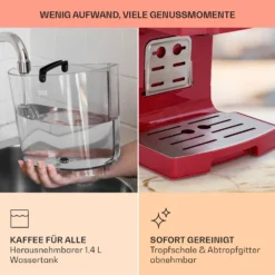 BellaVita Kaffeemaschine 3-in-1 1450 W 20 Bar Milchschäumer -Klarstein Verkaufs 10041240 de 0006 usp